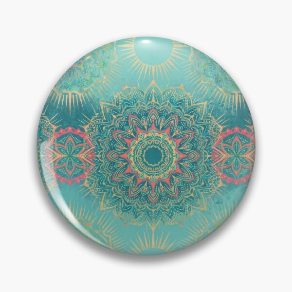 Item preview, Playful Vintage Mandala — Turquoise & Brights with Gold Flecks designed and sold by Jandedan.