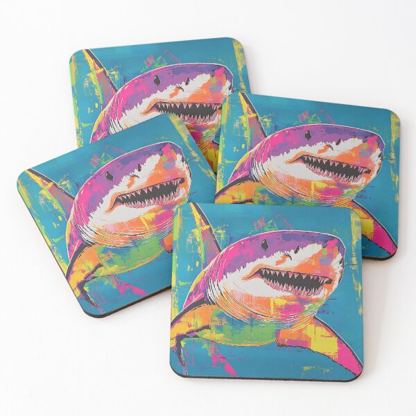 Item preview, Pop Art Shark, Bold Neon Colors Great White Shark Illustration designed and sold by daila70.