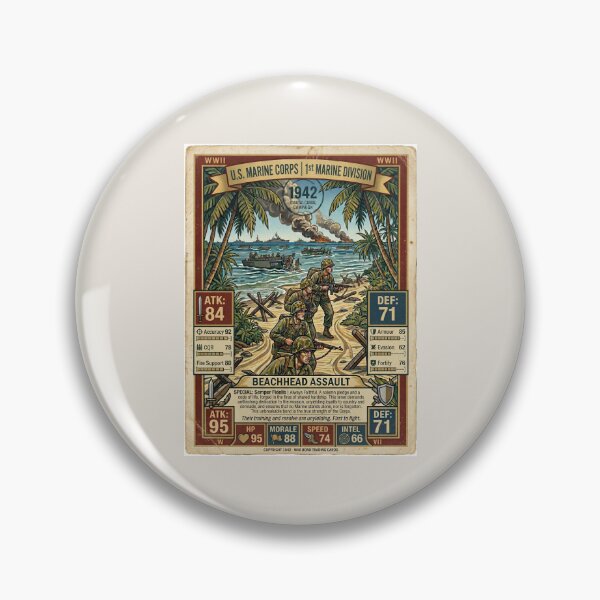 Item preview, Vintage WWII US Marine Corps Guadalcanal Campaign Trading Card Art Print designed and sold by Harddnox.