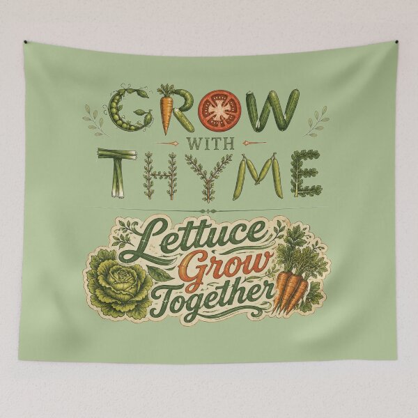 Item preview, Grow With Thyme and Lettuce Grow Together Vintage Vegetable Garden designed and sold by FireOrchid.