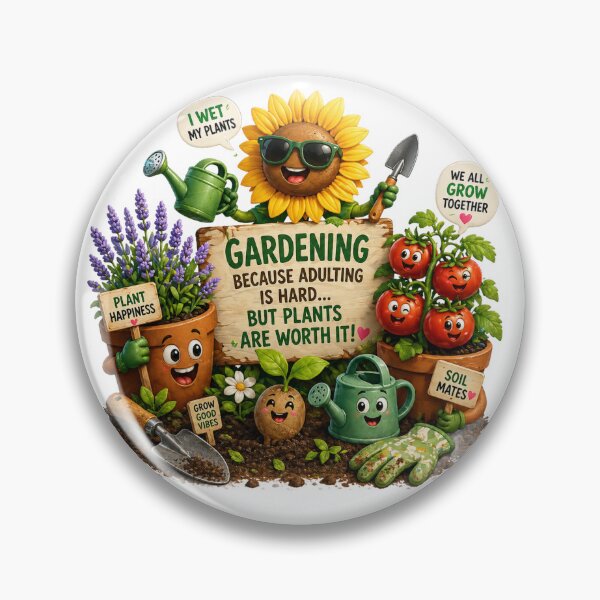 Item preview, Gardening Because Adulting Is Hard: Cheerful Plants, Sunflower, Watering Cans and Garden Tools designed and sold by FireOrchid.