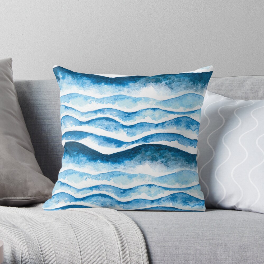 Beach waves Throw Pillow