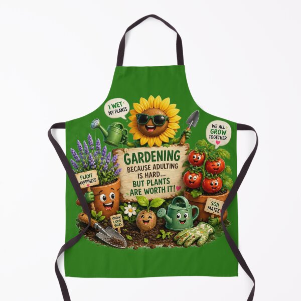Item preview, Gardening Because Adulting Is Hard: Cheerful Plants, Sunflower, Watering Cans and Garden Tools designed and sold by FireOrchid.