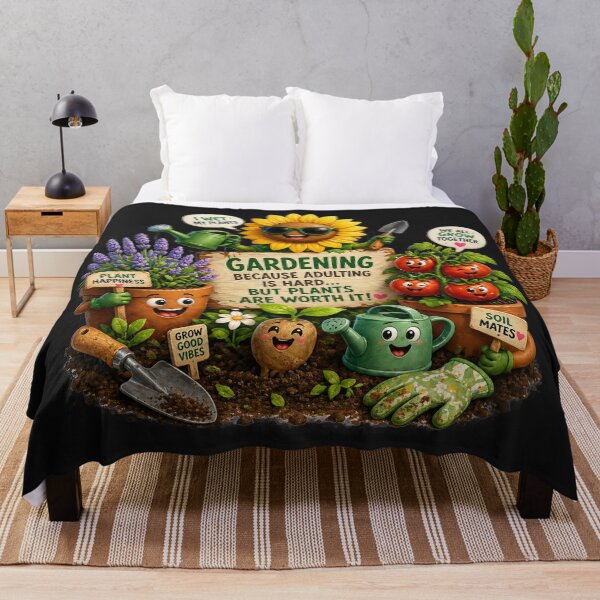 Item preview, Gardening Because Adulting Is Hard: Cheerful Plants, Sunflower, Watering Cans and Garden Tools designed and sold by FireOrchid.