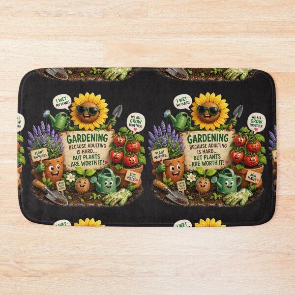 Item preview, Gardening Because Adulting Is Hard: Cheerful Plants, Sunflower, Watering Cans and Garden Tools designed and sold by FireOrchid.