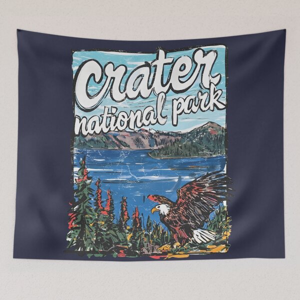 Item preview, Crater Lake National Park Colorful Landscape Retro Eagle designed and sold by HowToCanadian.