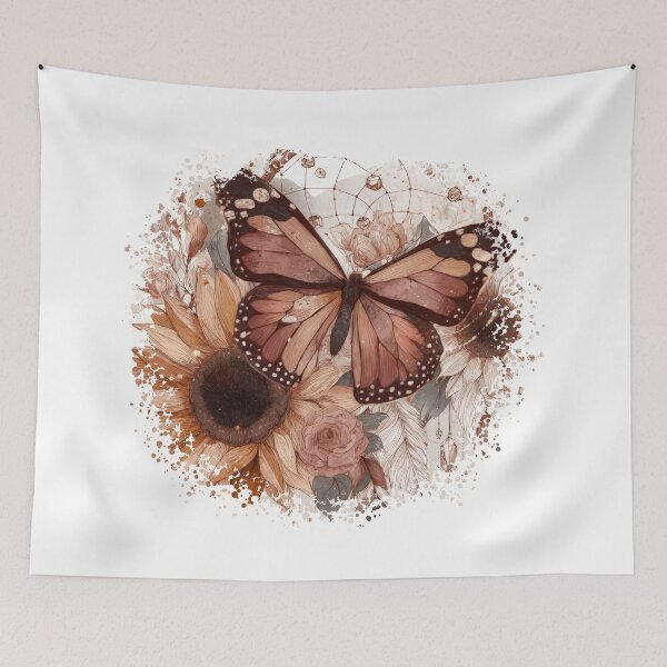Item preview, Boho Monarch Butterfly Sunflower Design | Dreamcatcher Western Aesthetic Art designed and sold by CosmicAnomaly.