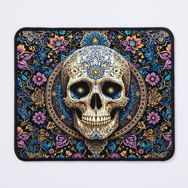 Item preview, Mandala skull with mystical ornaments and floral splendor designed and sold by WonderPiks.