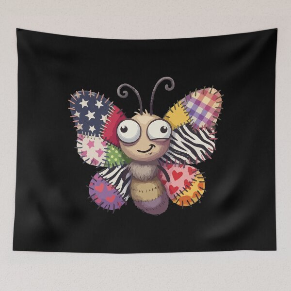 Item preview, Patchwork Patterned Winged Insect designed and sold by Emegan Print Art.
