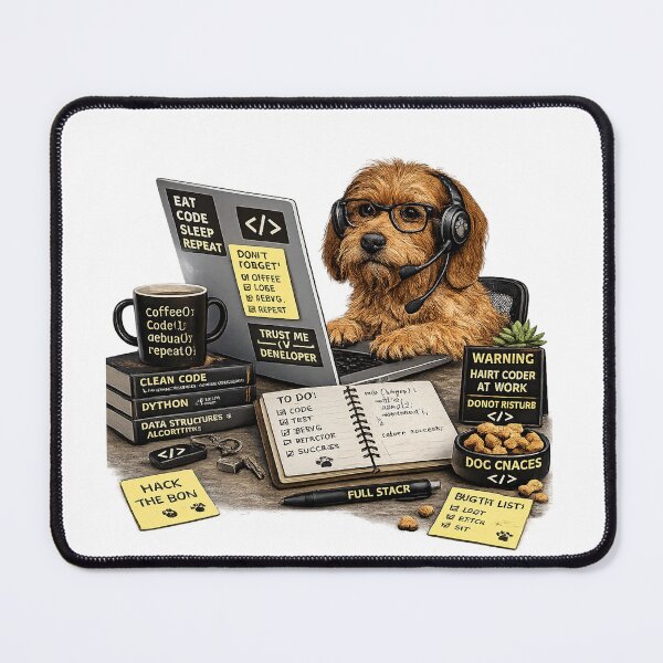Item preview, Basset Fauve de Bretagne Coding Dog – Realistic Programmer Puppy designed and sold by YamiSociety.
