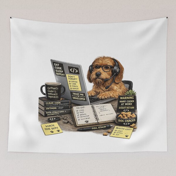 Item preview, Basset Fauve de Bretagne Coding Dog – Realistic Programmer Puppy designed and sold by YamiSociety.