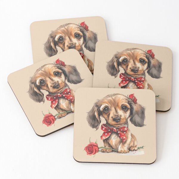 Item preview, Romantic Wiener Dog Love with Rose designed and sold by Erika Kaisersot.