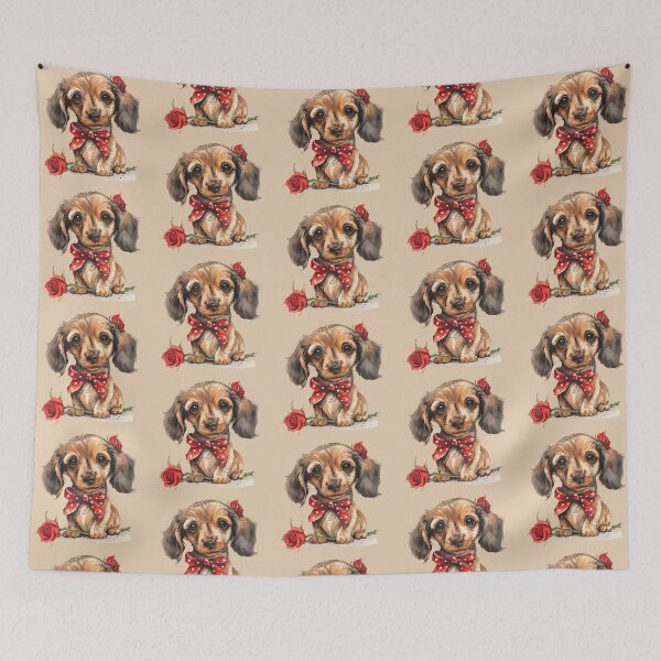Item preview, Romantic Wiener Dog Love with Rose designed and sold by Erika Kaisersot.