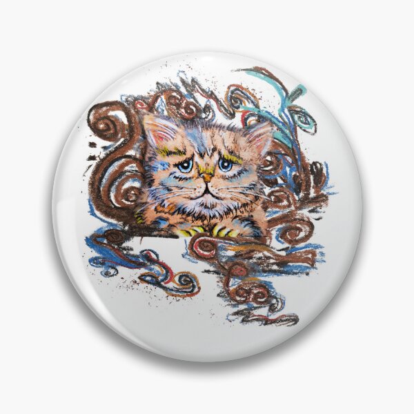 Item preview, Sad Cat Sticker, Expressive Tired Kitten Pastel Art designed and sold by Vesivariart.