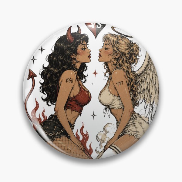 Item preview, Devil vs Angel Retro Pin Up Shirt – Good Girls Go To Heaven Bad Girls Go Everywhere designed and sold by Region.