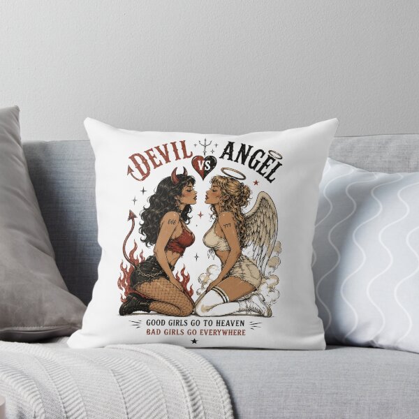 Item preview, Devil vs Angel Retro Pin Up Shirt – Good Girls Go To Heaven Bad Girls Go Everywhere designed and sold by Region.