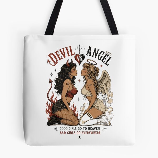 Item preview, Devil vs Angel Retro Pin Up Shirt – Good Girls Go To Heaven Bad Girls Go Everywhere designed and sold by Region.