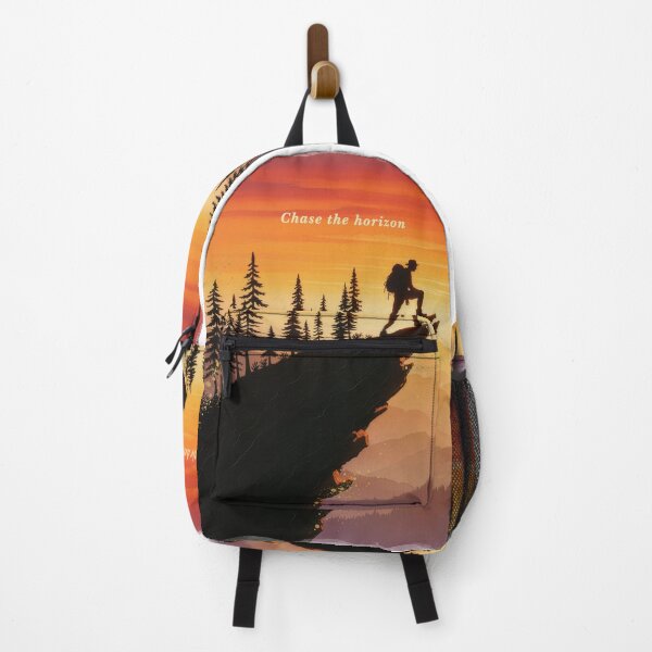 Item preview, Chase the horizon hiker sunset ridge silhouette oil painting art designed and sold by icemanphotos.