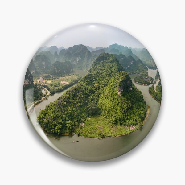 Item preview, Aerial Trang An Peaks - Ninh Binh, Vietnam | Epic Limestone Karst Drone Landscape Art designed and sold by Ross.A.Campbell.