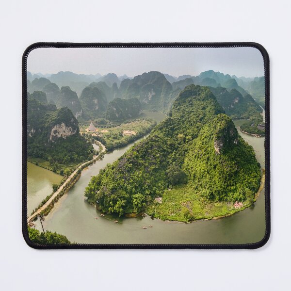 Item preview, Aerial Trang An Peaks - Ninh Binh, Vietnam | Epic Limestone Karst Drone Landscape Art designed and sold by Ross.A.Campbell.