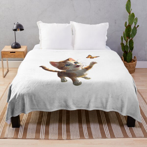 Item preview, Cute Kitten Chasing Butterfly Sticker | Kawaii Cat Cartoon Illustration designed and sold by LevelUpReads.