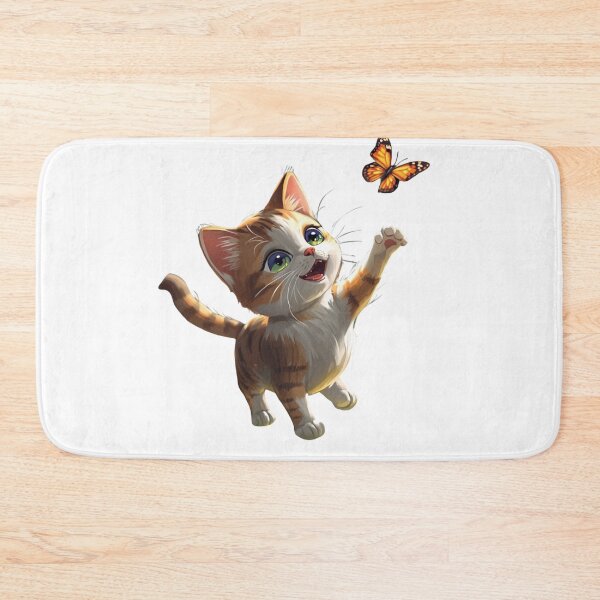 Item preview, Cute Kitten Chasing Butterfly Sticker | Kawaii Cat Cartoon Illustration designed and sold by LevelUpReads.