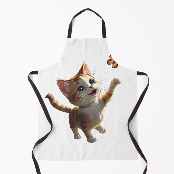 Item preview, Cute Kitten Chasing Butterfly Sticker | Kawaii Cat Cartoon Illustration designed and sold by LevelUpReads.