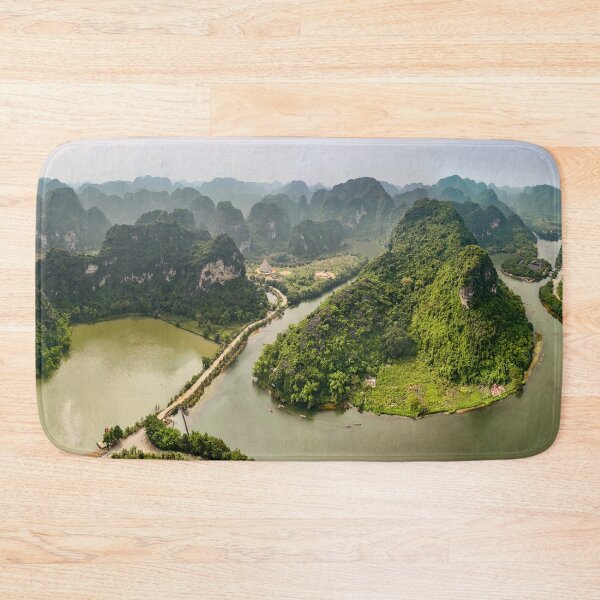 Item preview, Aerial Trang An Peaks - Ninh Binh, Vietnam | Epic Limestone Karst Drone Landscape Art designed and sold by Ross.A.Campbell.