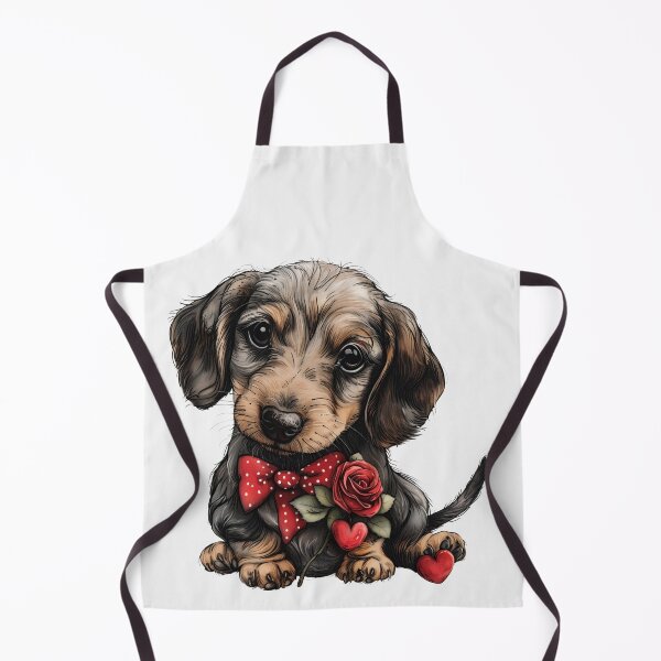 Item preview, Dachshund Puppy with Red Hearts and Rose designed and sold by Erika Kaisersot.