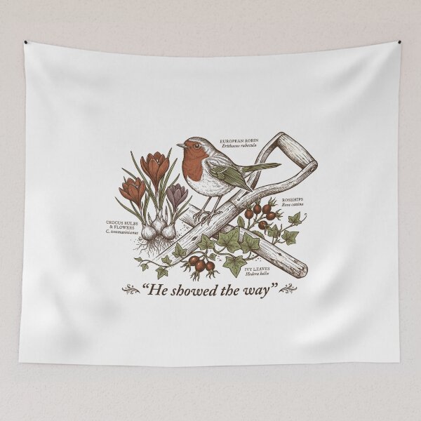 Item preview, He Showed the Way Robin and Garden Tools Design designed and sold by Fenay Designs.