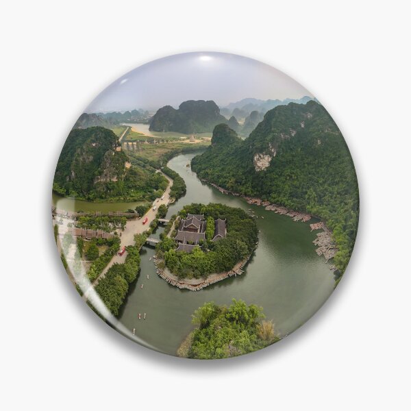Item preview, Aerial Trang An Peaks - Ninh Binh, Vietnam | Epic Limestone Karst Drone Landscape Art designed and sold by Ross.A.Campbell.