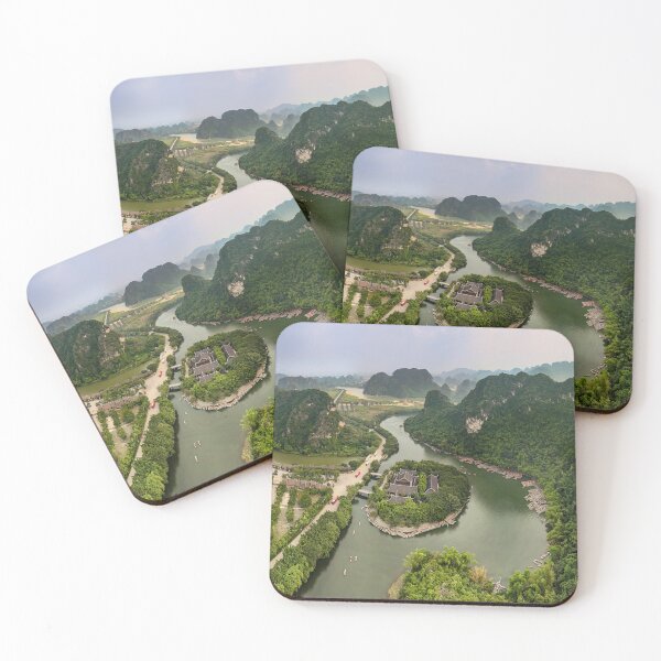 Item preview, Aerial Trang An Peaks - Ninh Binh, Vietnam | Epic Limestone Karst Drone Landscape Art designed and sold by Ross.A.Campbell.