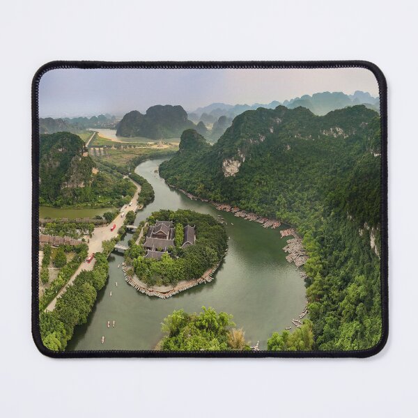 Item preview, Aerial Trang An Peaks - Ninh Binh, Vietnam | Epic Limestone Karst Drone Landscape Art designed and sold by Ross.A.Campbell.