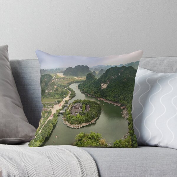 Item preview, Aerial Trang An Peaks - Ninh Binh, Vietnam | Epic Limestone Karst Drone Landscape Art designed and sold by Ross.A.Campbell.
