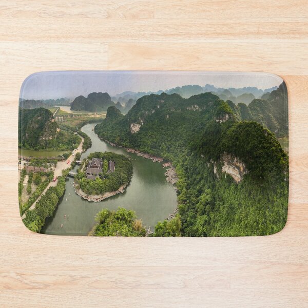 Item preview, Aerial Trang An Peaks - Ninh Binh, Vietnam | Epic Limestone Karst Drone Landscape Art designed and sold by Ross.A.Campbell.