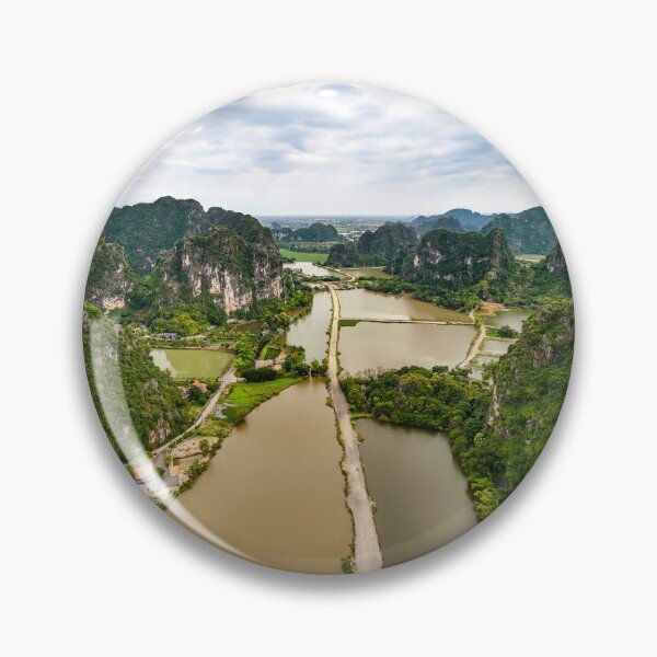 Item preview, Aerial Trang An Peaks - Ninh Binh, Vietnam | Epic Limestone Karst Drone Landscape Art designed and sold by Ross.A.Campbell.