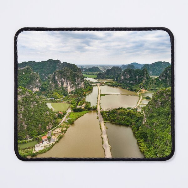 Item preview, Aerial Trang An Peaks - Ninh Binh, Vietnam | Epic Limestone Karst Drone Landscape Art designed and sold by Ross.A.Campbell.