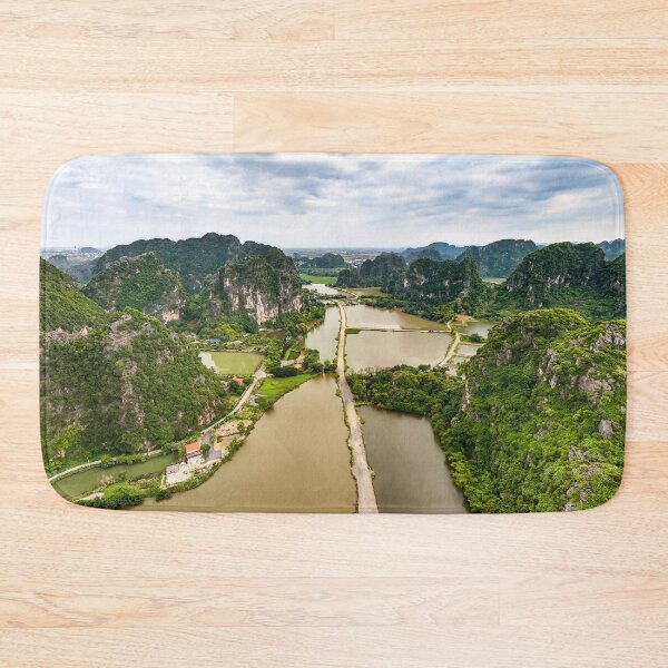 Item preview, Aerial Trang An Peaks - Ninh Binh, Vietnam | Epic Limestone Karst Drone Landscape Art designed and sold by Ross.A.Campbell.