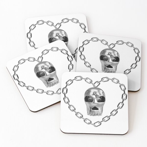 Item preview, Chrome Skull Chain Heart | Cyber Gothic Streetwear Art designed and sold by Rawafi Art Studio.