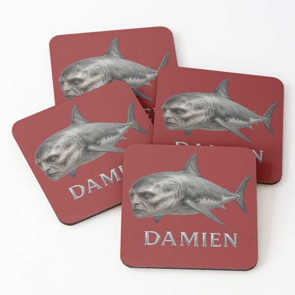Item preview, Damien the Human-Faced Shark – Surreal Horror Creature designed and sold by Unreasonableart.