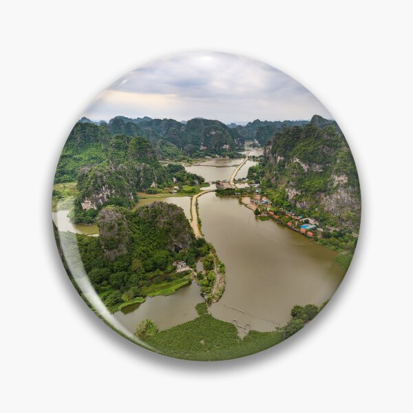 Item preview, Aerial Trang An Peaks - Ninh Binh, Vietnam | Epic Limestone Karst Drone Landscape Art designed and sold by Ross.A.Campbell.