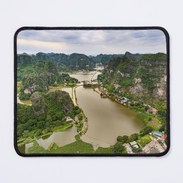 Item preview, Aerial Trang An Peaks - Ninh Binh, Vietnam | Epic Limestone Karst Drone Landscape Art designed and sold by Ross.A.Campbell.