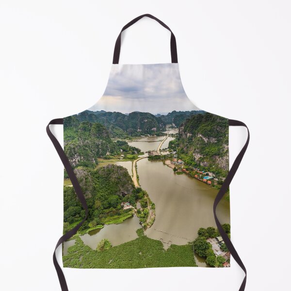 Item preview, Aerial Trang An Peaks - Ninh Binh, Vietnam | Epic Limestone Karst Drone Landscape Art designed and sold by Ross.A.Campbell.