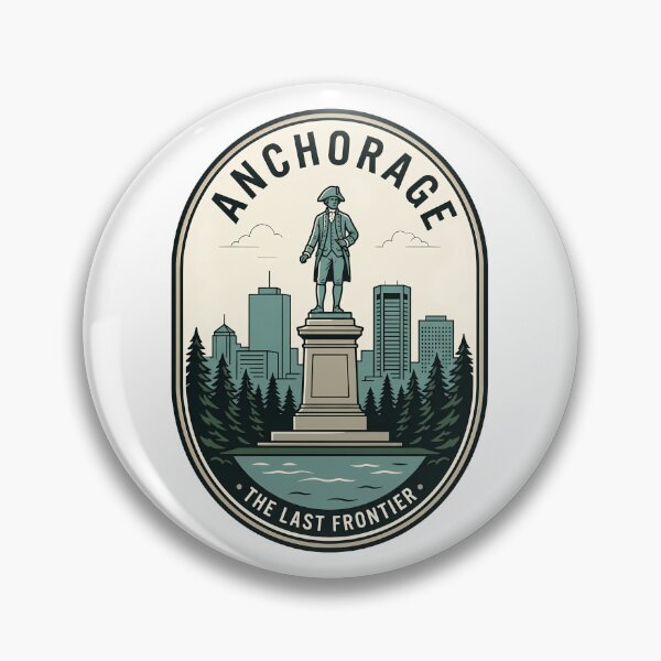 Artikelvorschau, Vintage Anchorage Alaska Captain Cook Statue Skyline entworfen und verkauft von k3rstman1.