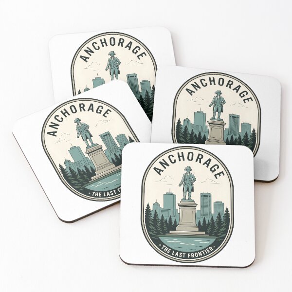 Artikelvorschau, Vintage Anchorage Alaska Captain Cook Statue Skyline entworfen und verkauft von k3rstman1.