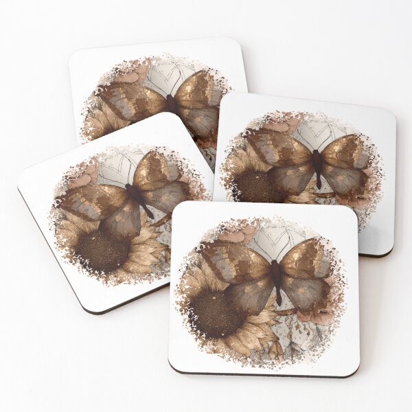 Item preview, Rustic Boho Butterfly Sunflower Design | Neutral Cottagecore Nature Art designed and sold by CosmicAnomaly.