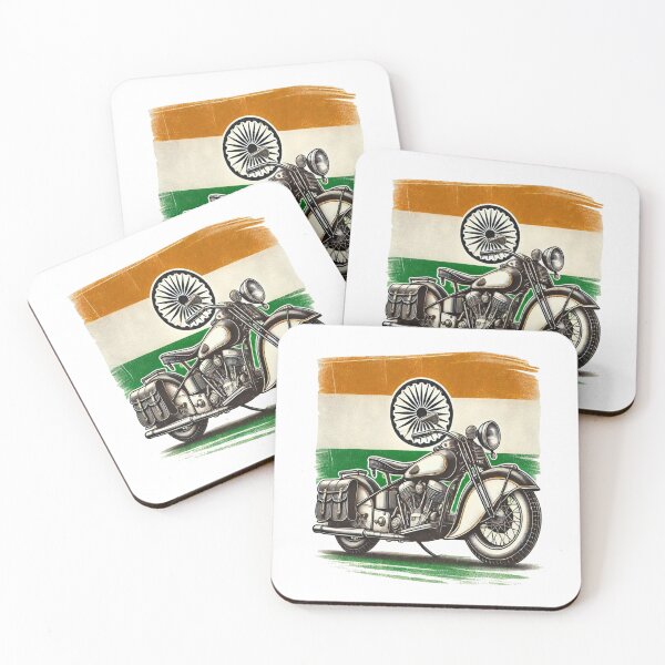Item preview, Vintage Indian Motorcycle with India Flag Retro Biker  designed and sold by Globalcitytees.