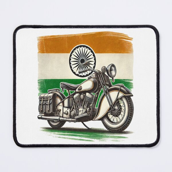 Item preview, Vintage Indian Motorcycle with India Flag Retro Biker  designed and sold by Globalcitytees.
