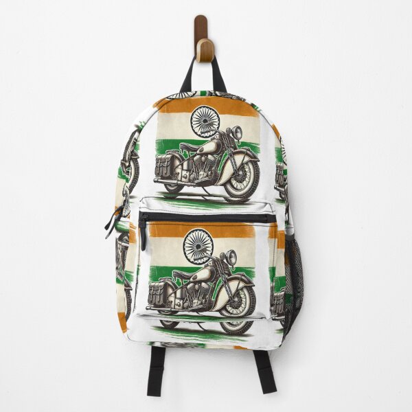 Item preview, Vintage Indian Motorcycle with India Flag Retro Biker designed and sold by Globalcitytees.