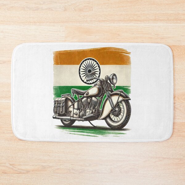 Item preview, Vintage Indian Motorcycle with India Flag Retro Biker  designed and sold by Globalcitytees.